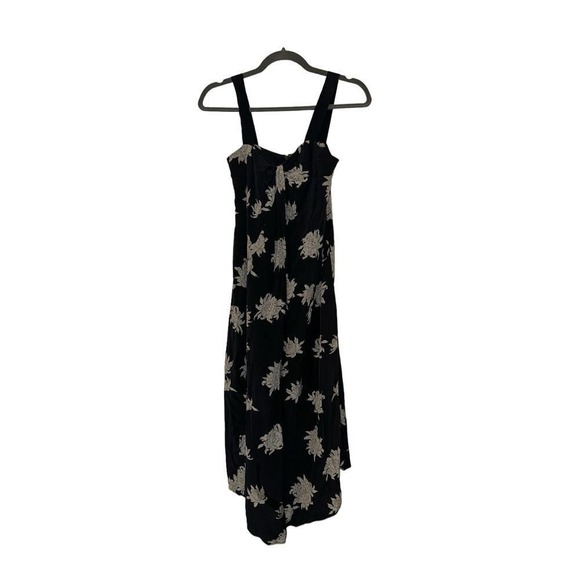 Vince Silk Midi Dress Midnight Blue Floral Sleeveless Asymmetric Size XS - Picture 2 of 7